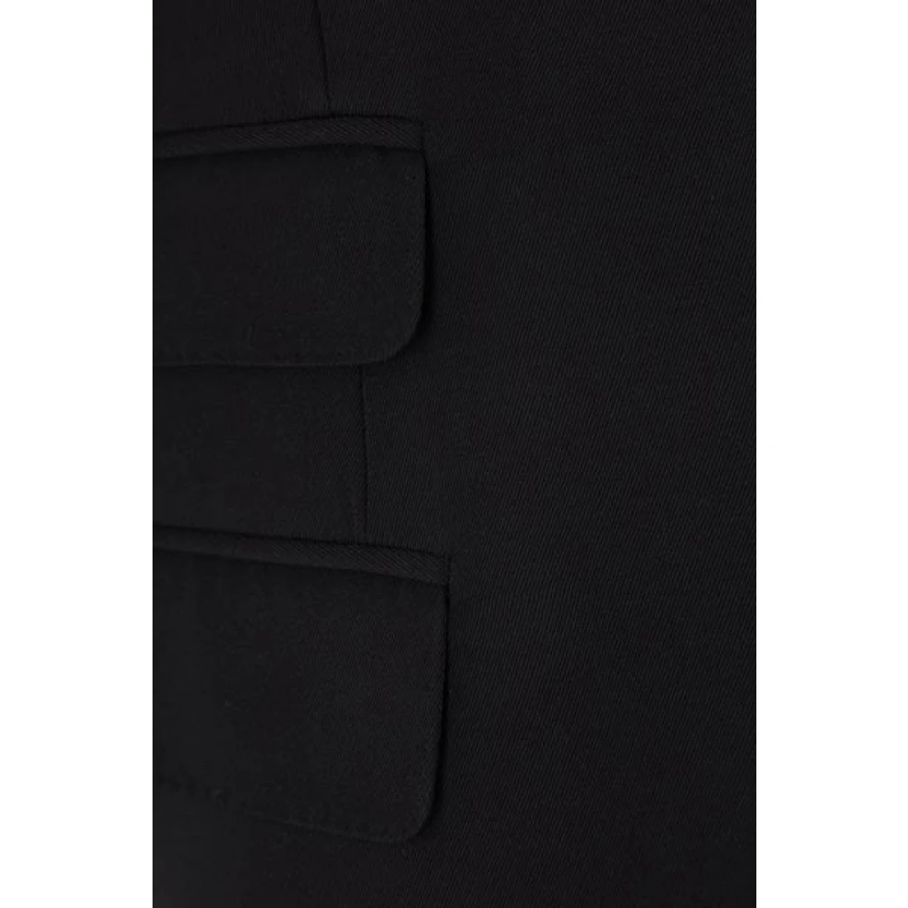 alexander mcqueen Zwarte Wolen Jas met Enkele Rij Knopen en Harnas Schouder Black Heren