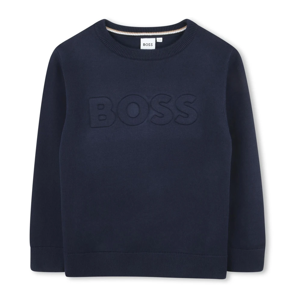 Hugo Boss Präglat logotyp långärmad bomullsskjorta Blue, Unisex