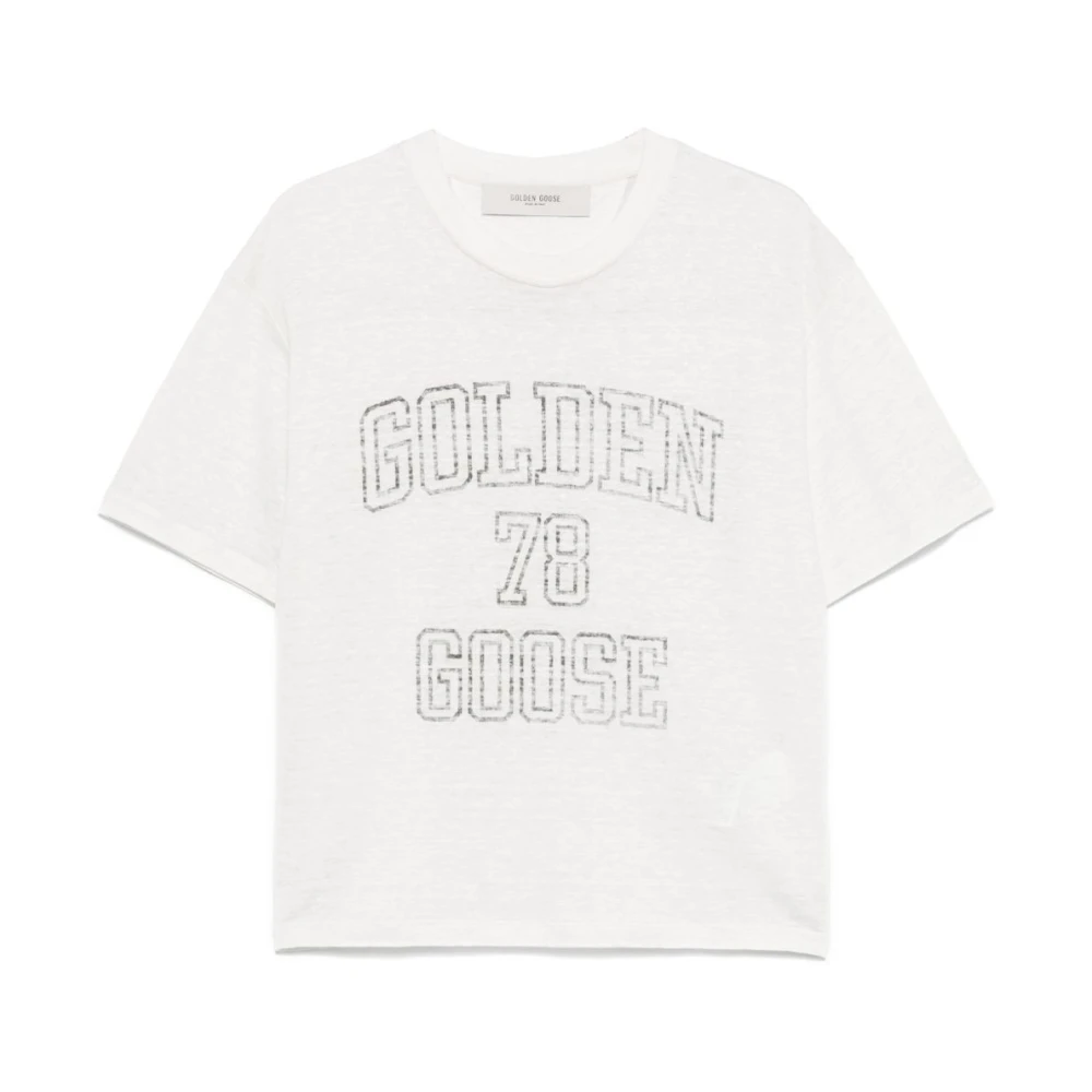 Golden Goose Wit T-shirt met Ronde Hals en Korte Mouwen White Dames