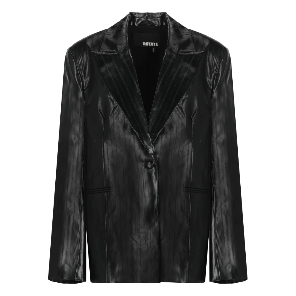 Rotate Birger Christensen Zwarte Viscose Blazer Peak Revers Black Dames