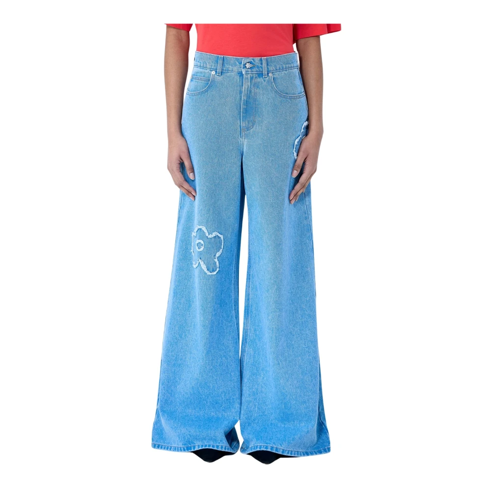 Marni Denim Jeans met Bloemenmotief Blue Dames