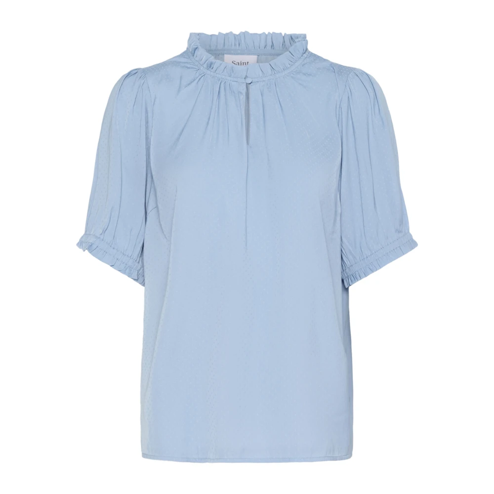 Saint Tropez Women's Blue Blouses, Xl, Flounce Blouse Allure