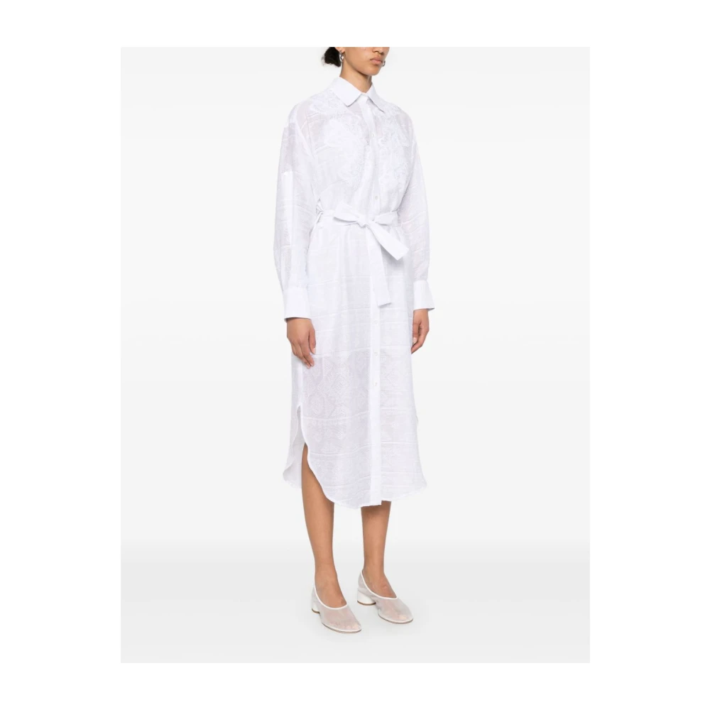Ermanno Scervino Witte Jurk met Knoopsluiting en Tailleband White Dames