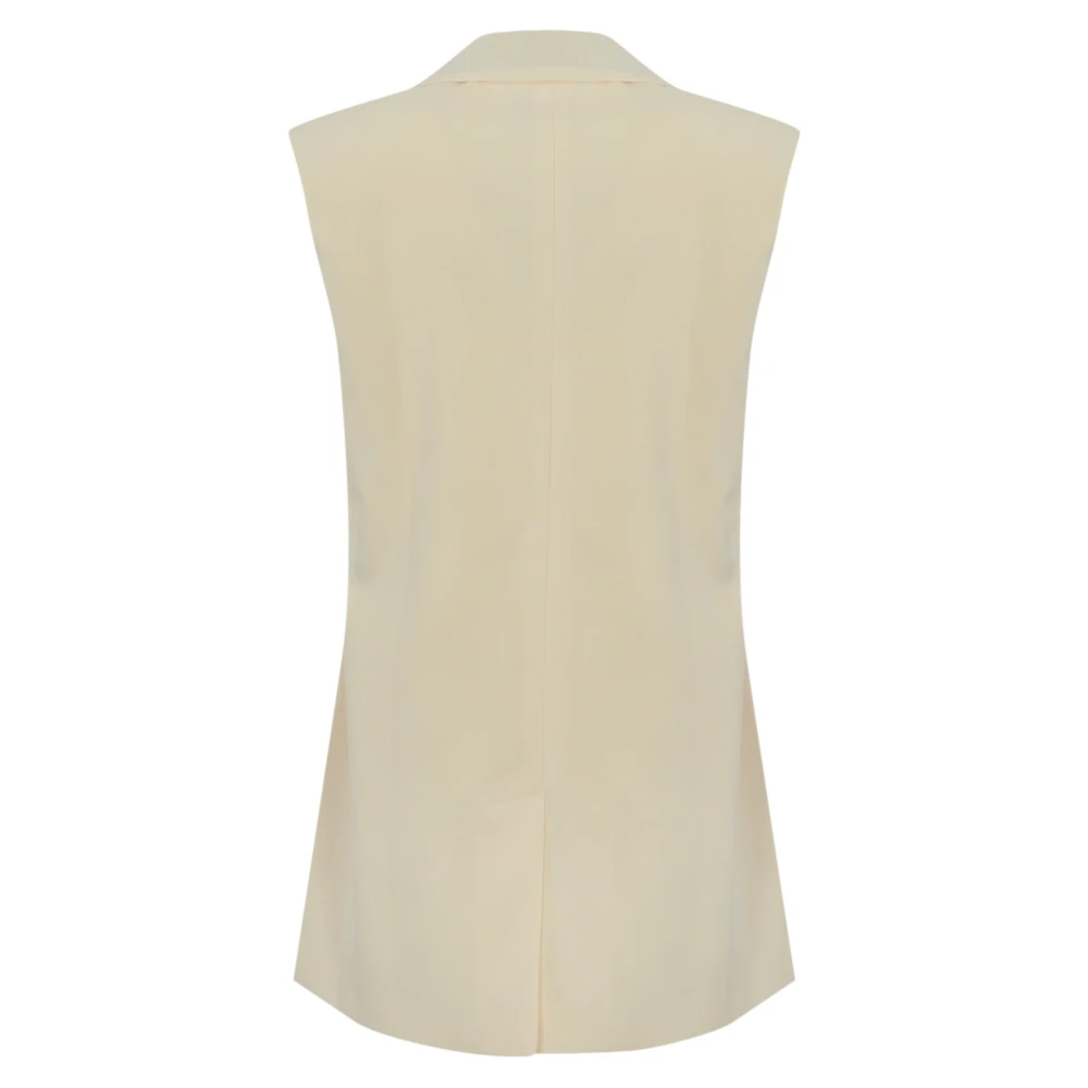 Max Mara Weekend Beige Wol Mouwloos V-Hals Jas Beige Dames