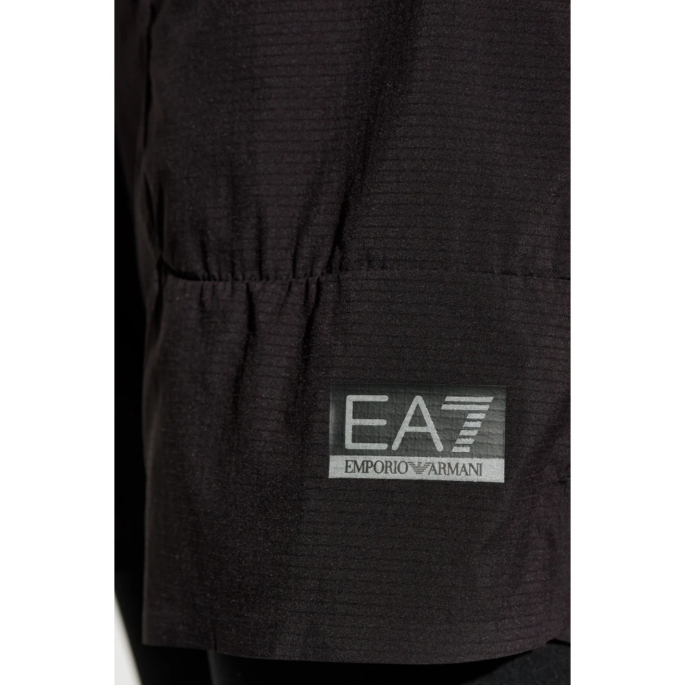 Emporio Armani EA7 Shorts met bedrukt logo Black Heren