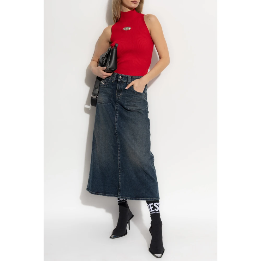 Diesel Top met logo M-Onervax-Top Red Dames