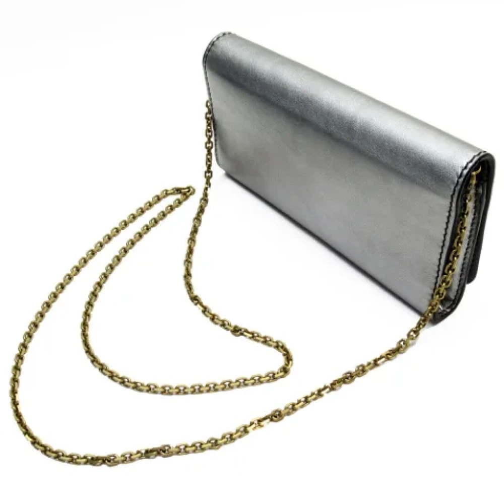 Dior Vintage Pre-owned Leather wallets Gray Dames
