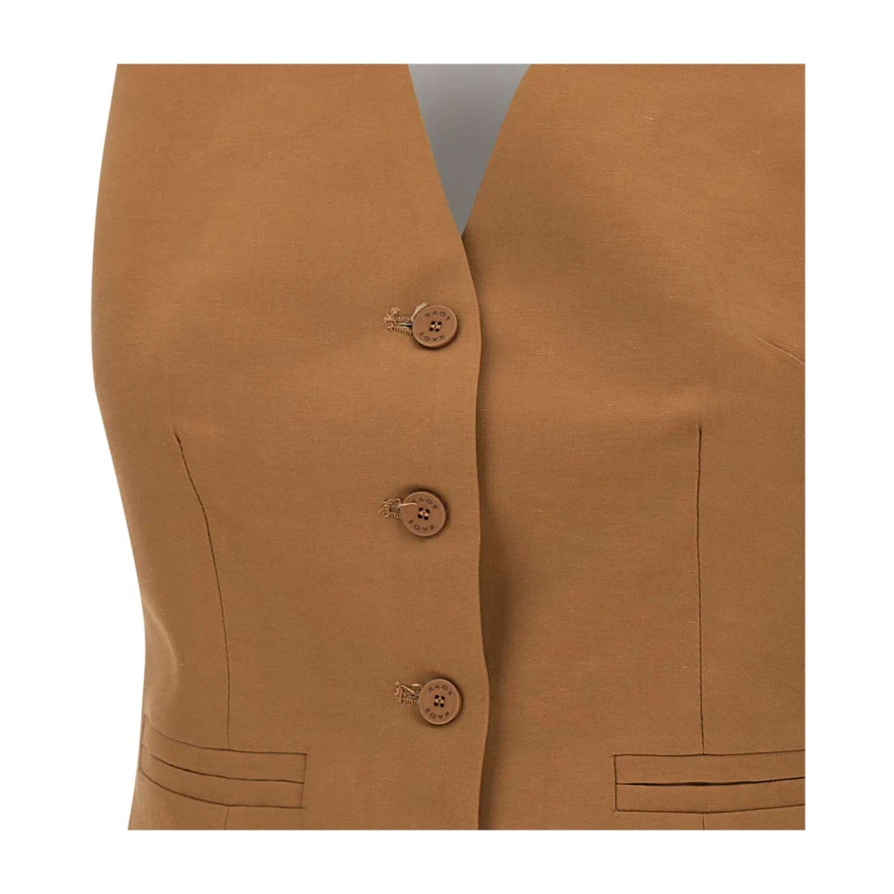 Kaos Bruine Linnen en Viscose Gilet Jas Brown Dames