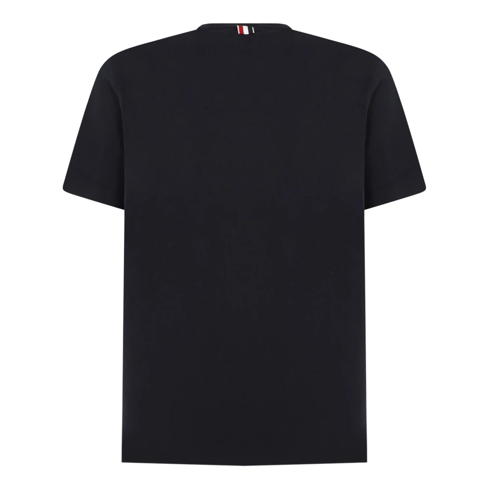 Thom Browne Blauw Katoenen T-shirt met Borstzak Black Heren