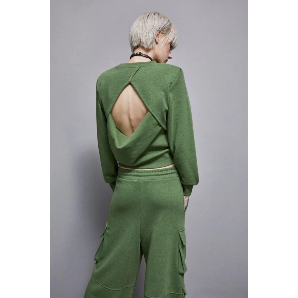 PATRIZIA PEPE Levendige Katoenen Trui met Cut-Out Detail Green Dames