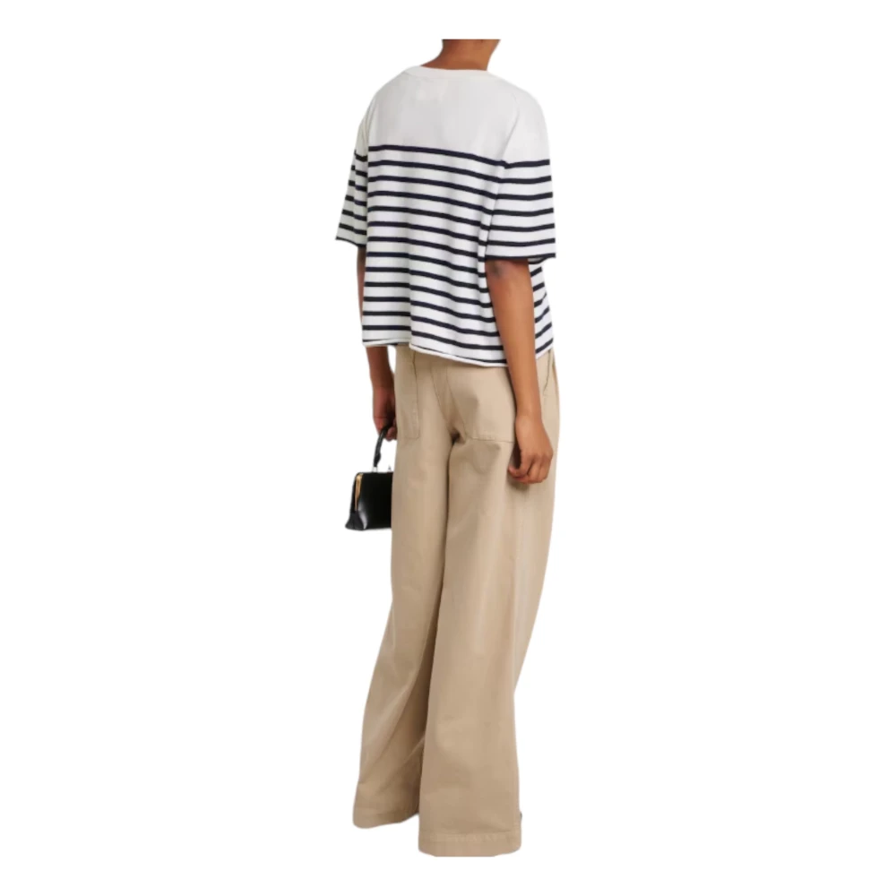 Lisa Yang Kasjmier Gestreept T-shirt White Dames