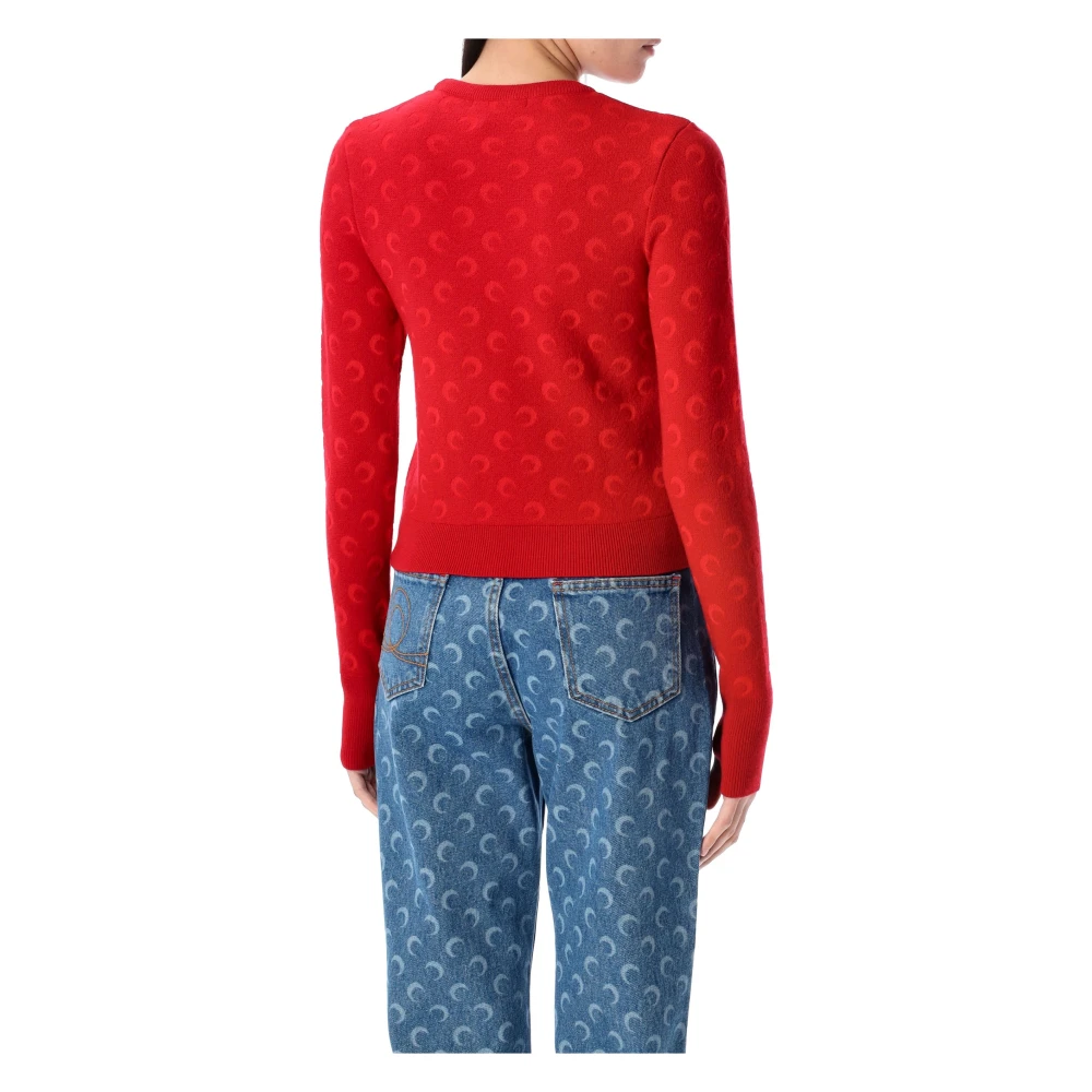 Marine Serre Maan Jacquard Gebreid Red Dames