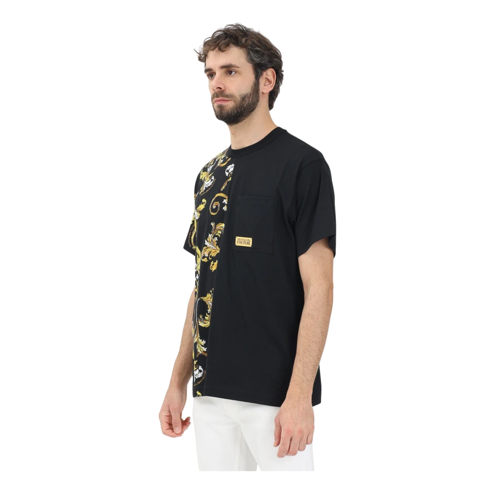 Versace Jeans Couture Barocco Outline T-shirt Zwart Korte Mouw Multicolor Heren