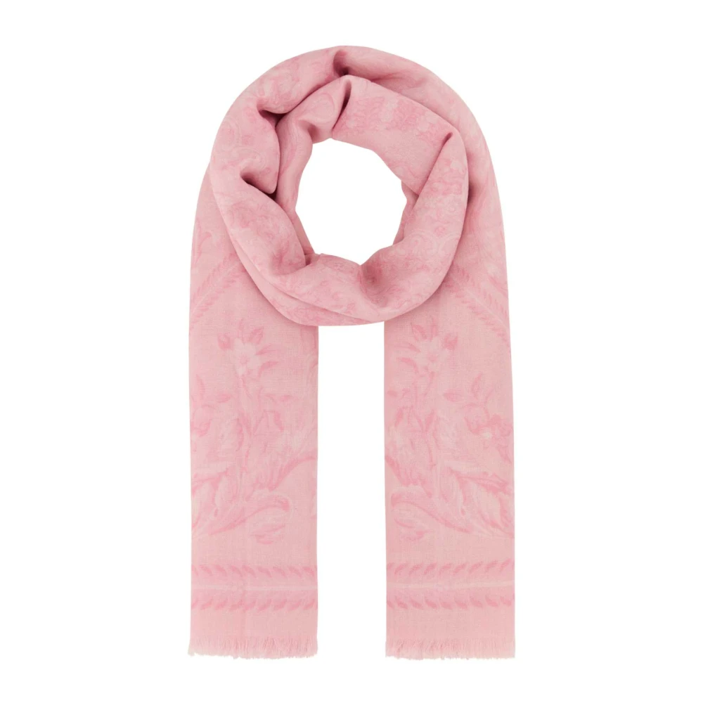 Versace Zijden Sjaal met Barocco Print Pink Dames