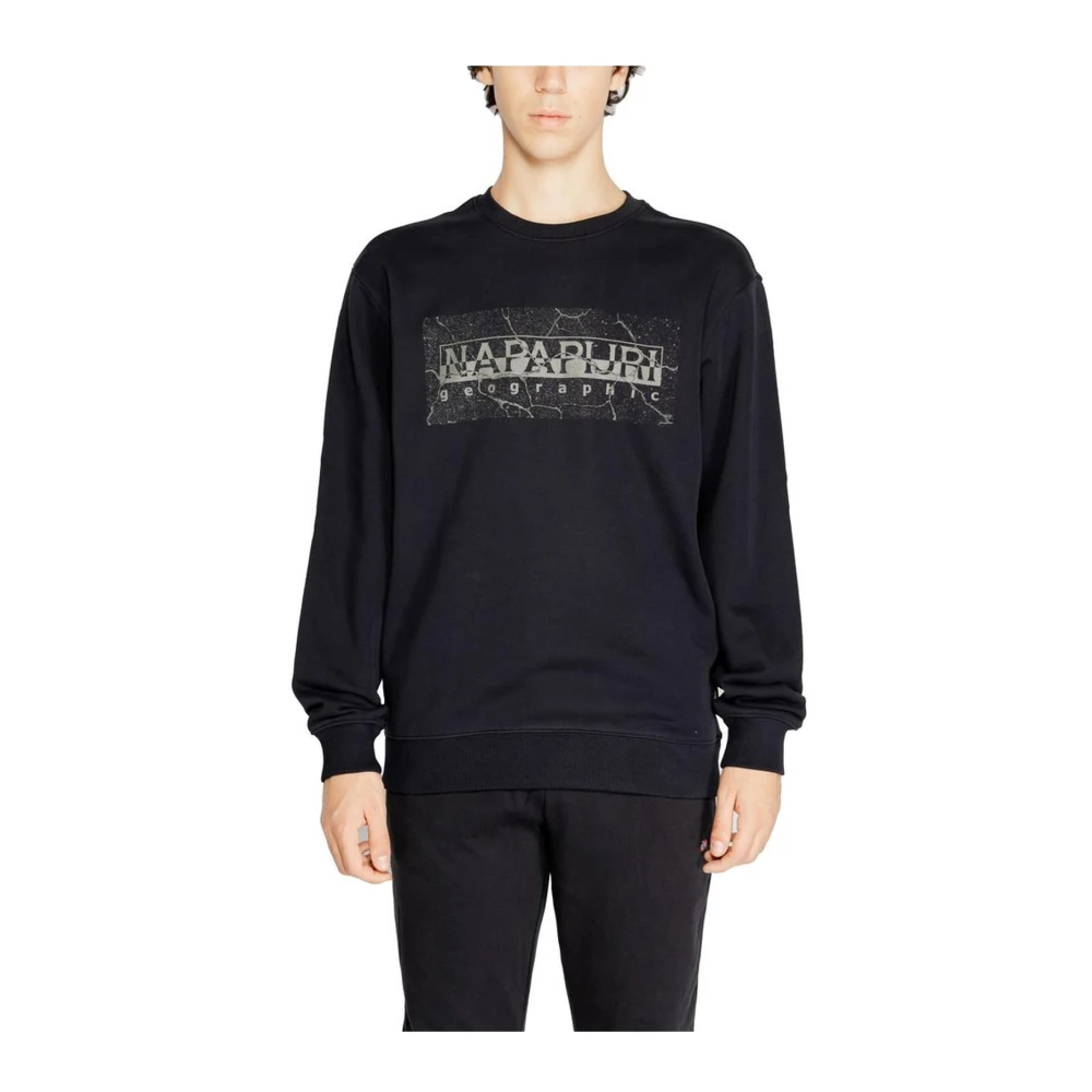 Napapijri Zwarte Katoenmix Sweater Mannen Herfst Winter Black Heren