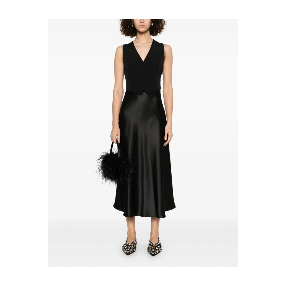 Liu Jo Zwarte Lange Jurk met Ingebouwd Vest Black Dames