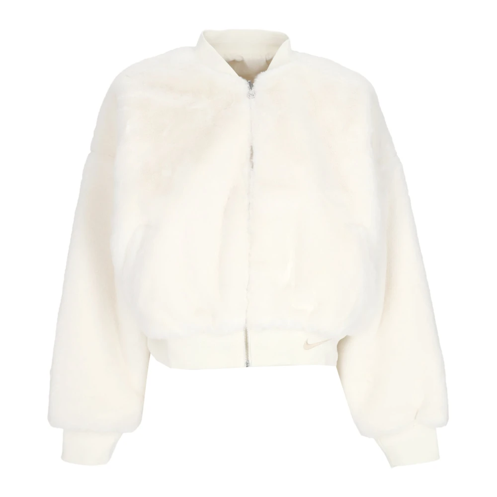 Nike White Training, Female, M, Reversible Faux Fur Bomber Jacket