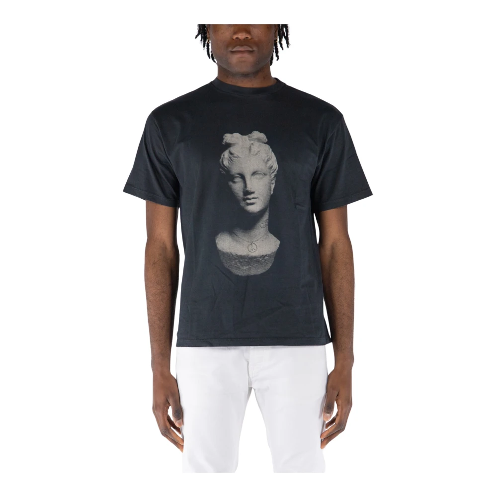 Aries Oude Standbeeld Zwart Bedrukt T-shirt Black Heren