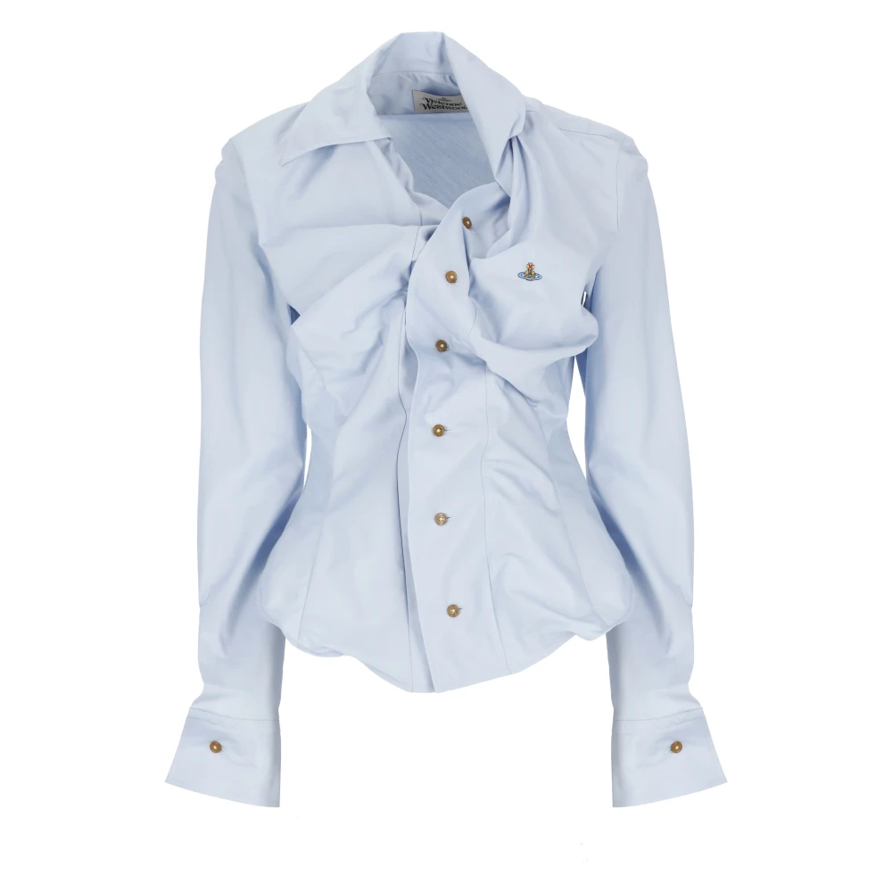 Vivienne Westwood Women's Blue Shirts, Xs, Light Asymmetric Collar Shirt