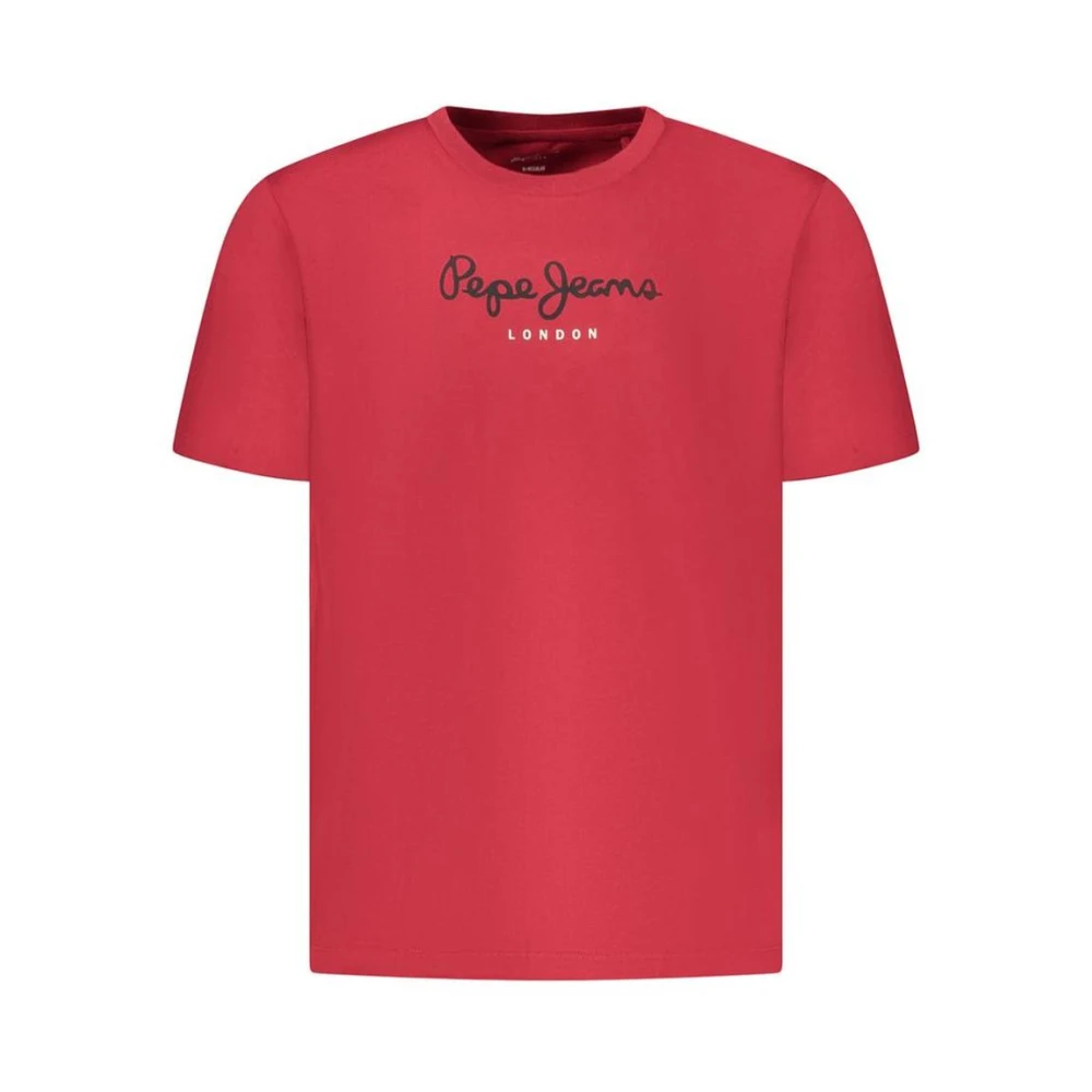 Pepe Jeans Men's Red Cotton Crew Neck T-Shirt