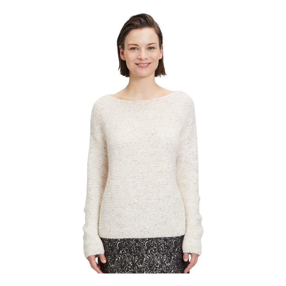 Betty & Co Gebreide trui met pailletten Beige Dames