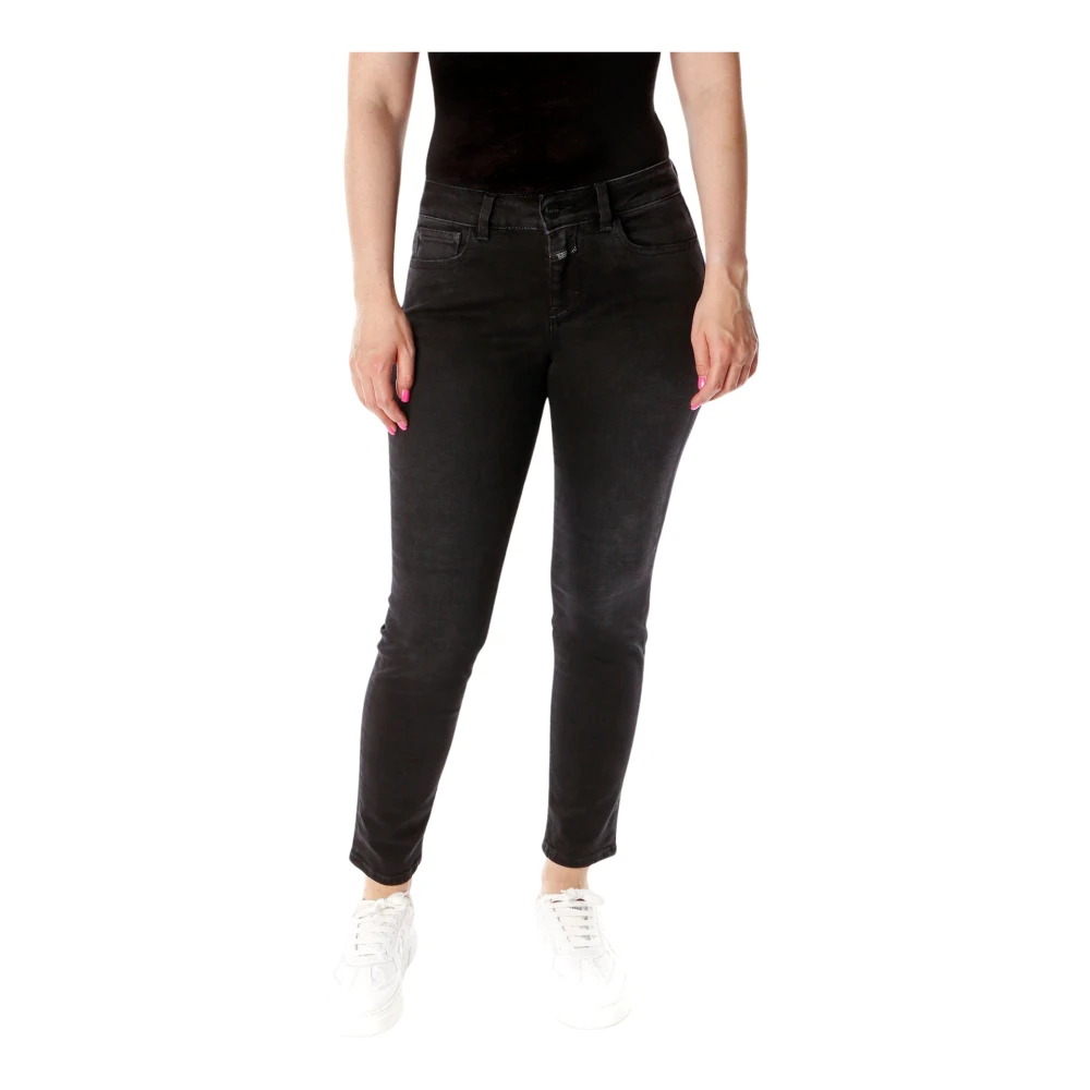 Closed Zwarte Slim Fit Cropped Jeans Black Dames
