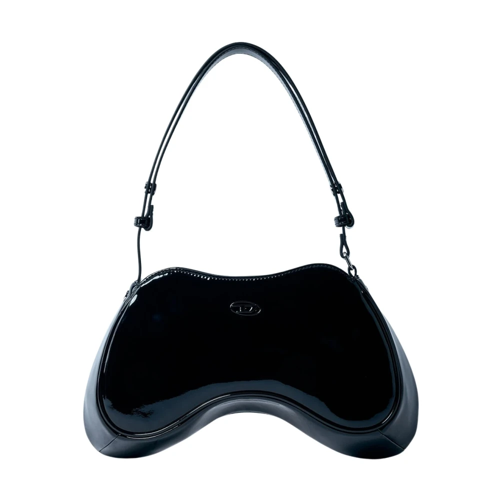 Diesel Schoudertas met logo plaatje Black Dames