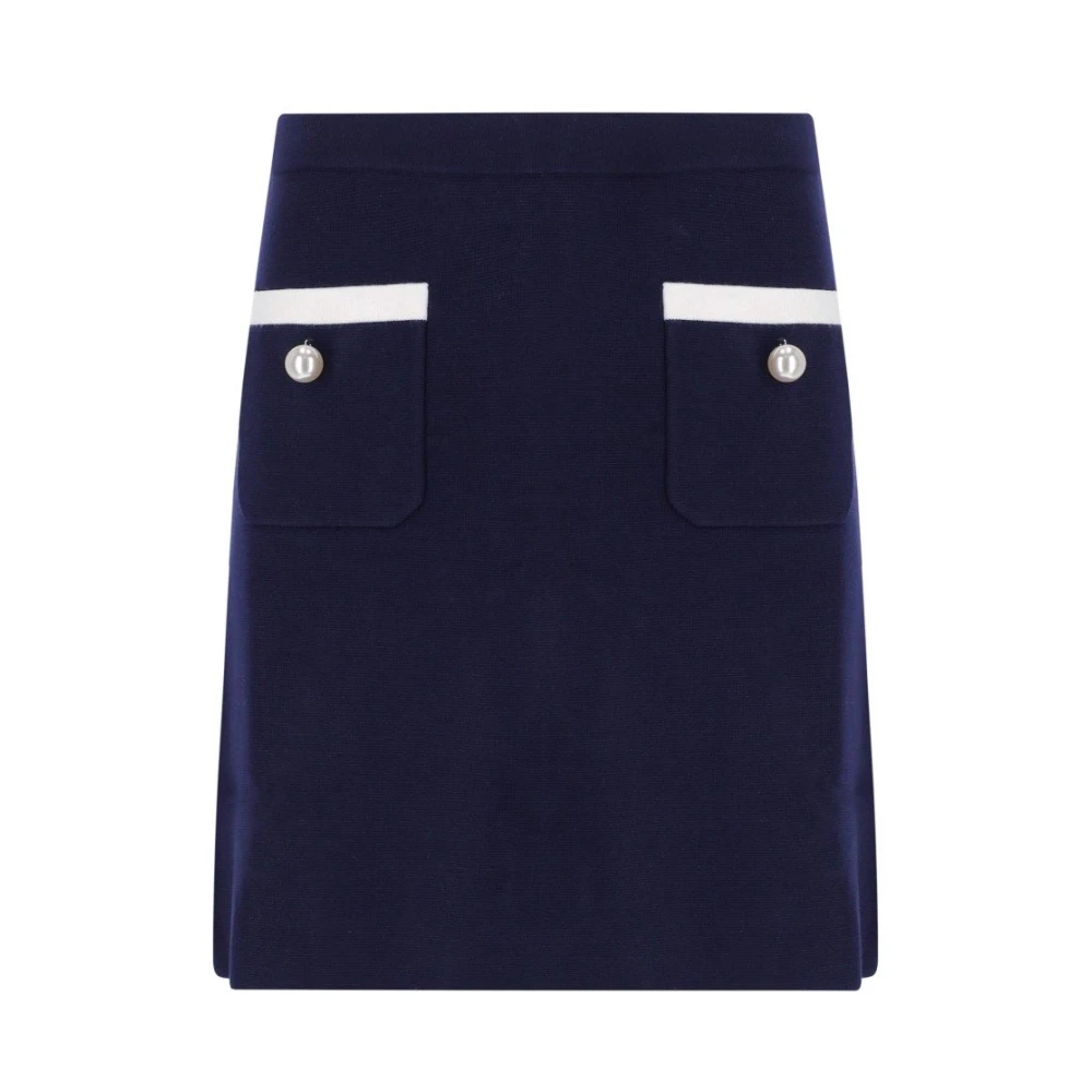 Essentiel Antwerp Donkerblauwe Trapezium Rok met Parelknopen Blue Dames