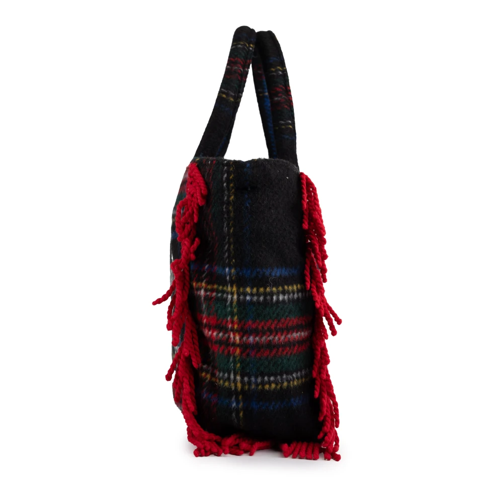 MC2 Saint Barth Rode franje boodschappentas met tartan Red Dames