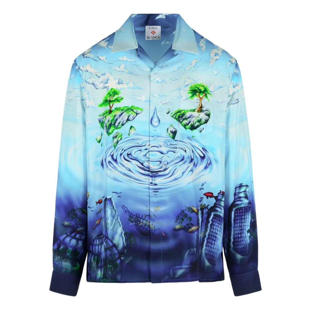 Casablanca Casual Shirts, Male, M, Printed Silk-Twill Shirt Multicolor