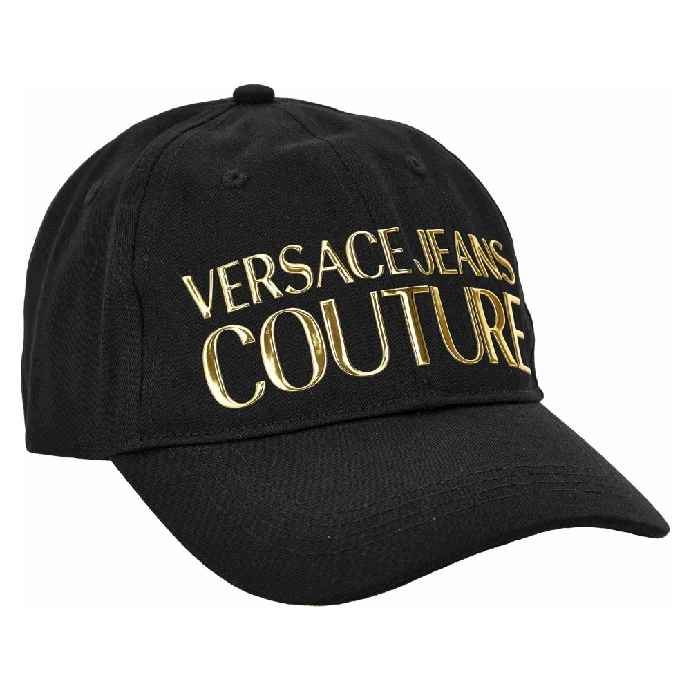 Versace Jeans Couture Zwarte Katoenen Keper Verstelbare Hoed Black Heren