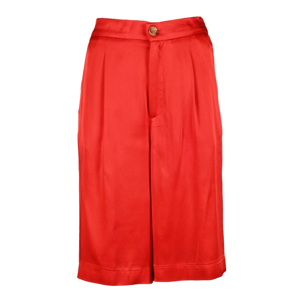 Semicouture Linnen Katoen Bermuda Shorts Red Dames