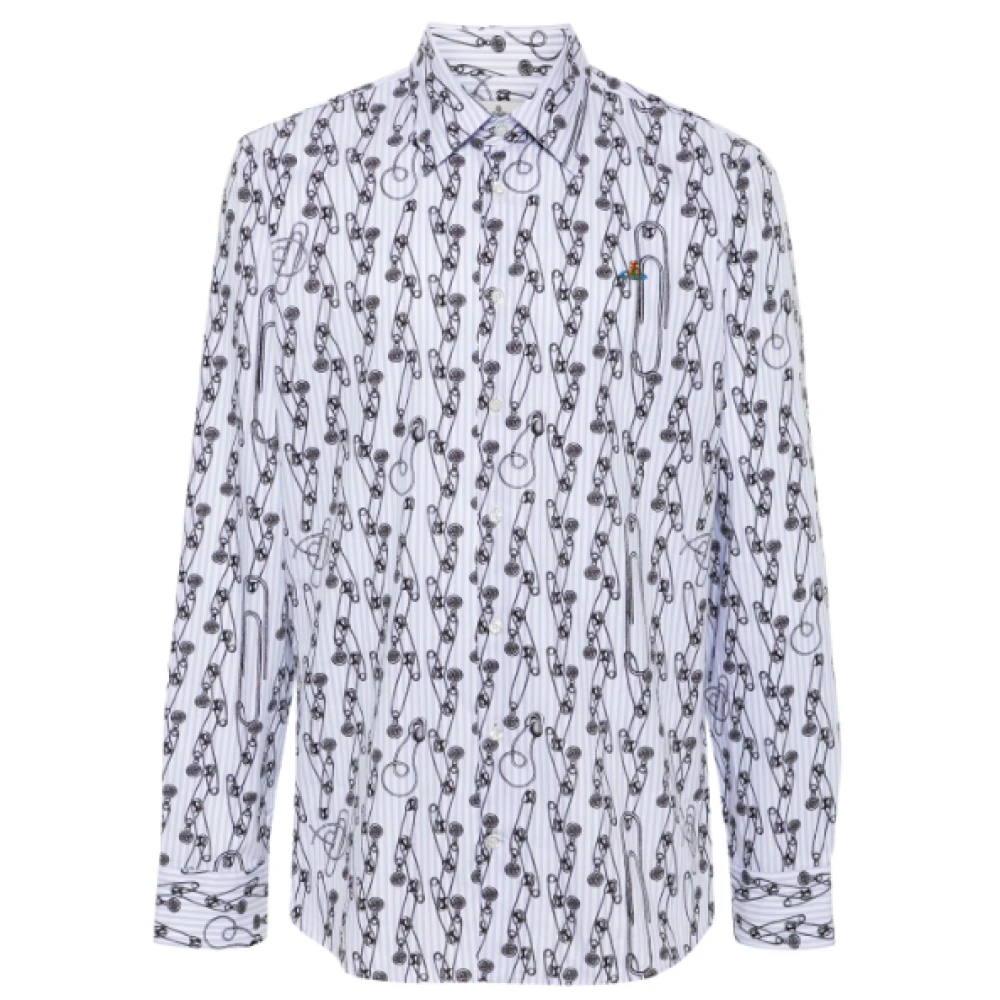 Vivienne Westwood Veiligheidspinstripe Ghost Shirt Blue Heren