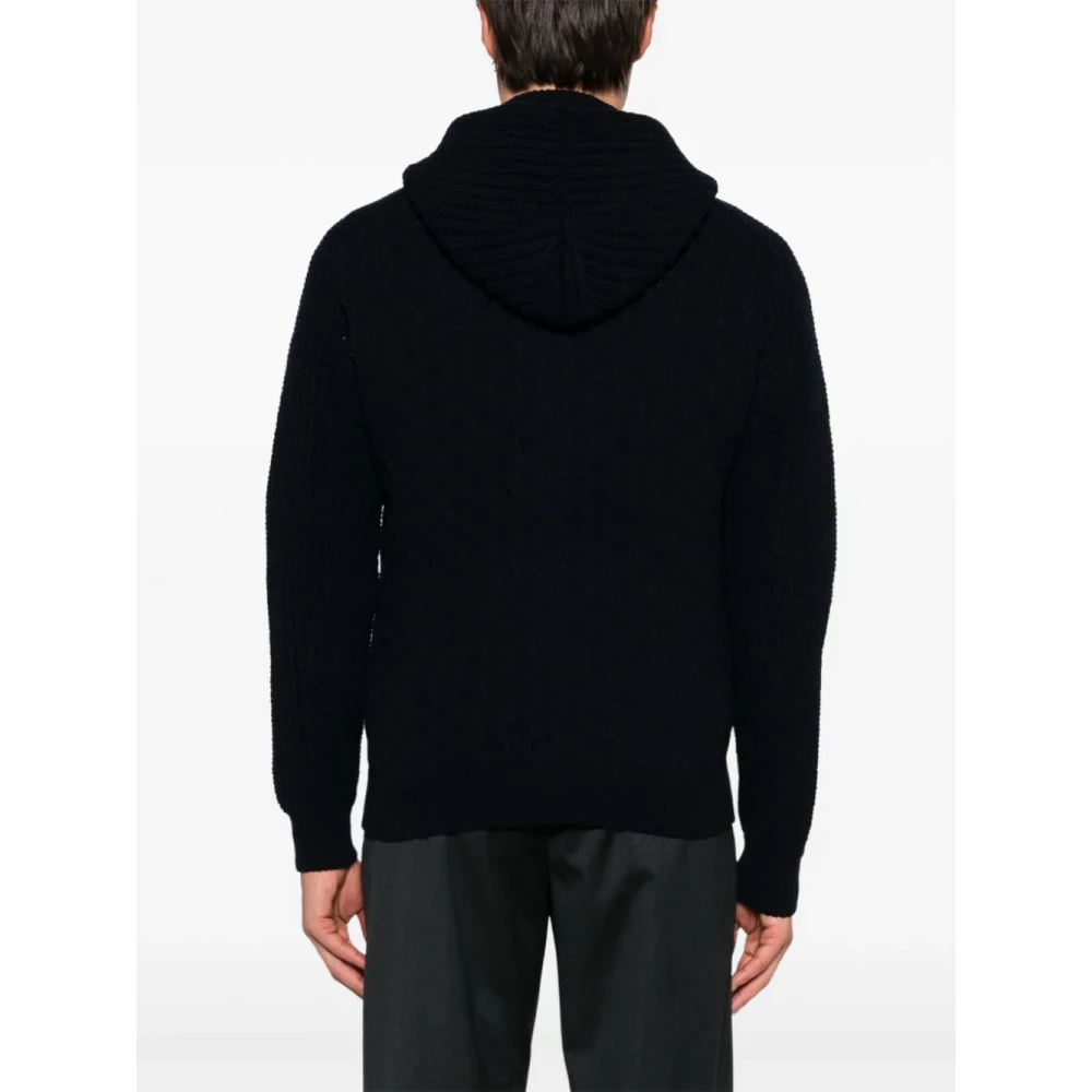 Tagliatore Middernachtblauwe Wollen Cardigan Blue Heren