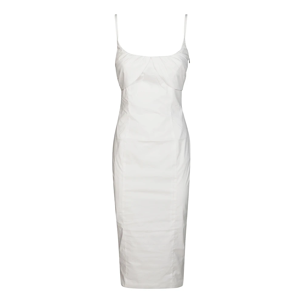 Rotate Birger Christensen Jurk met geplooide cups en midi-lengte White Dames