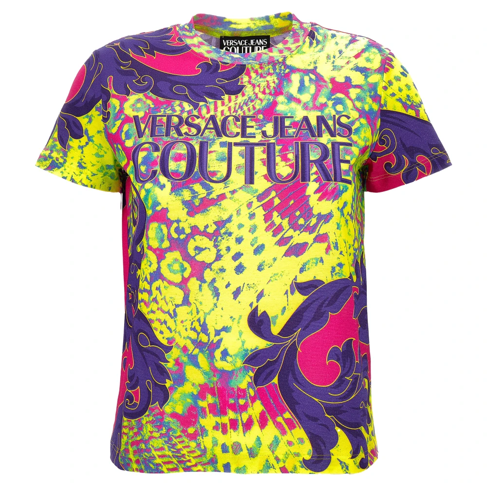 Versace Jeans Couture Animalier Print Katoenen T-shirt Multicolor Dames