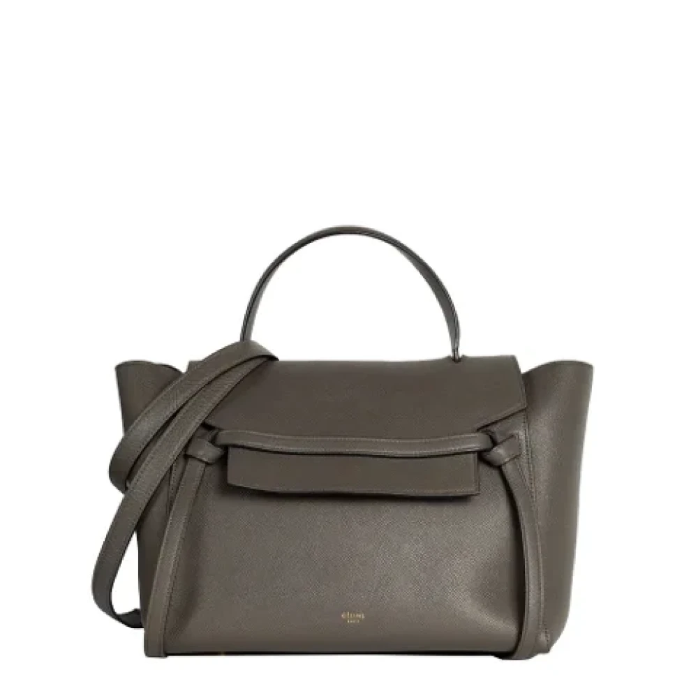 Celine Vintage Pre-owned Leather celine-bags Gray Dames