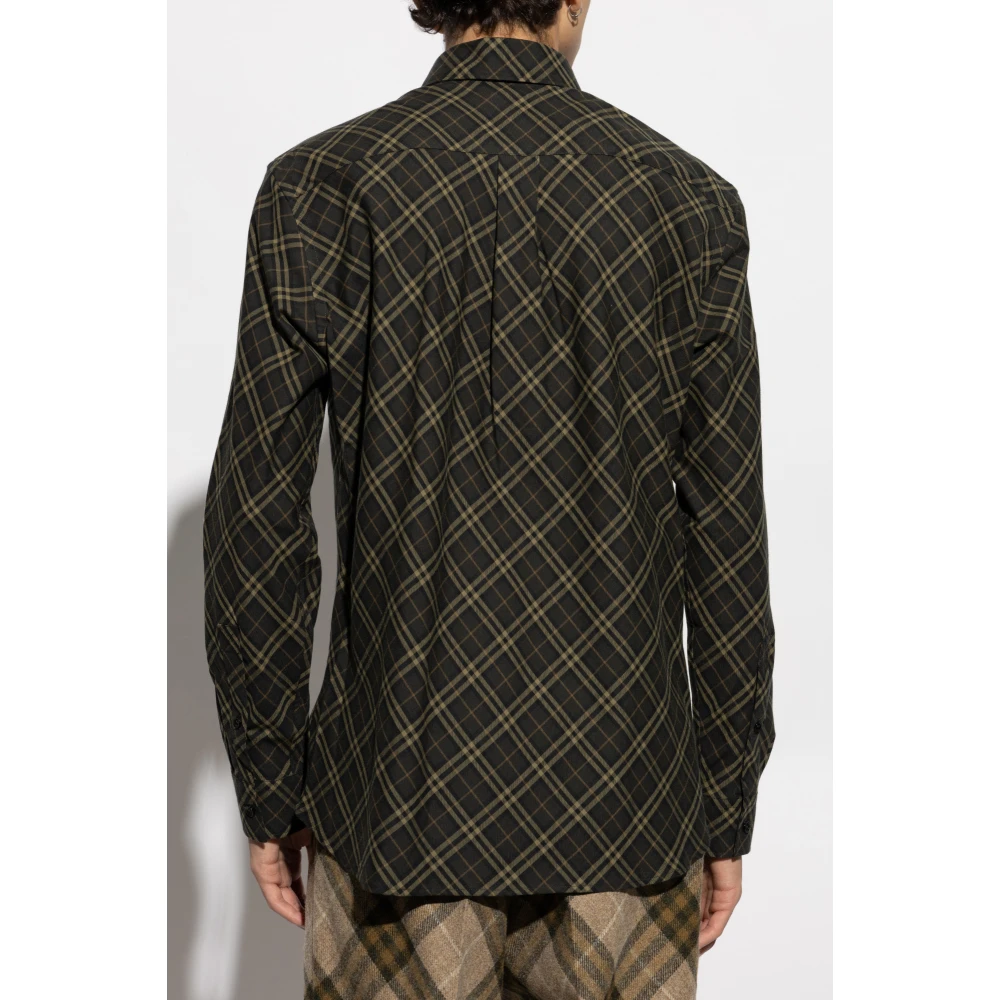 Burberry Geruite overhemd Green Heren