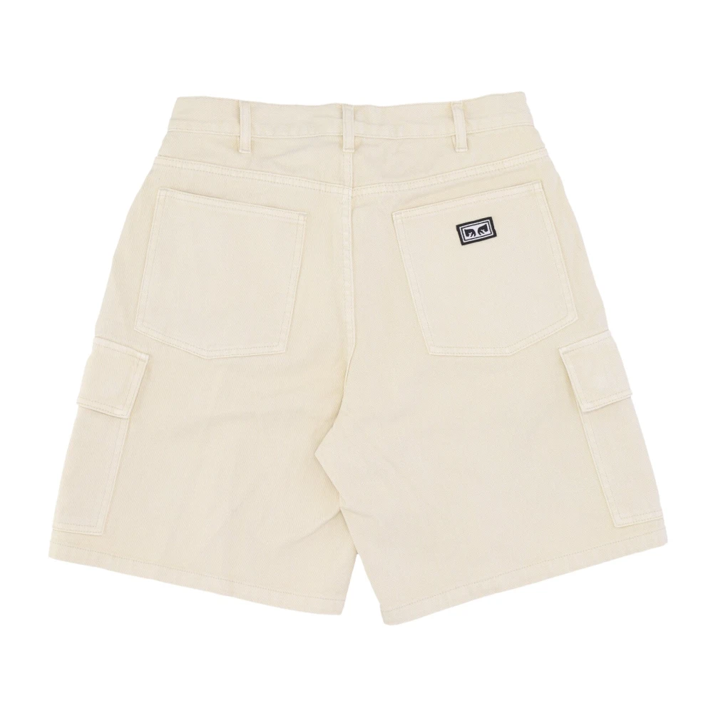 Obey Baggy Denim Cargo Shorts Beige Heren