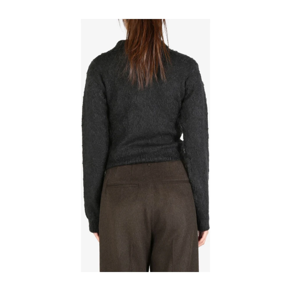 Auralee Geborsteld Effect Poloshirt Zwart Black Dames