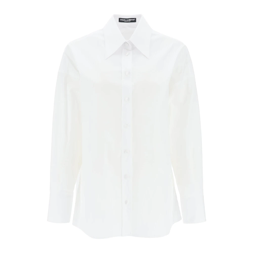 Dolce & Gabbana Maxi Overhemd met Satijnen Knopen White Dames