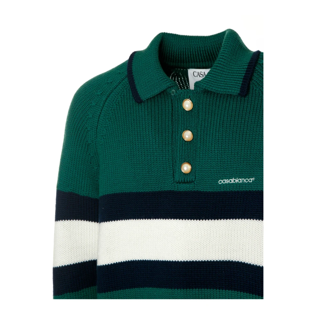 Casablanca Kleur Blok Polo Sweater Green Heren
