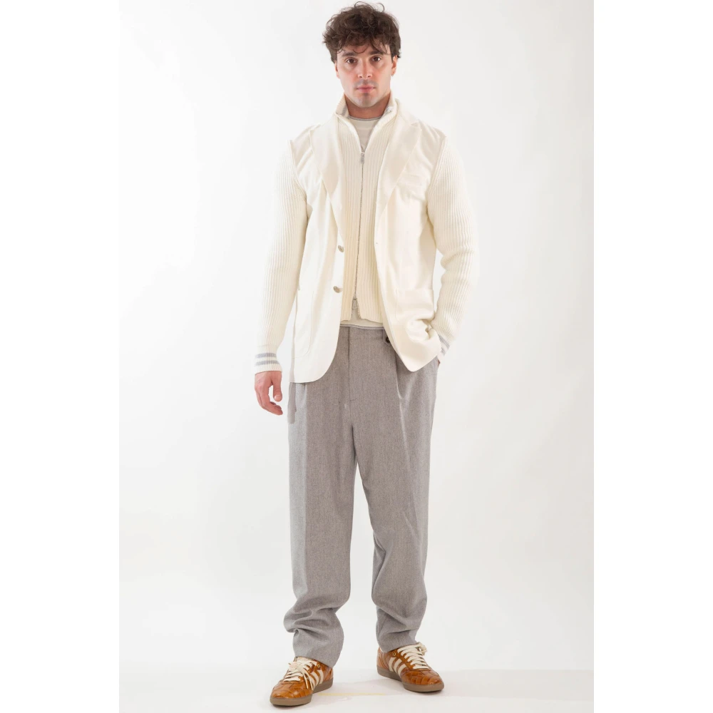 Eleventy Ribbed Sleeves Layered Blazer White Heren