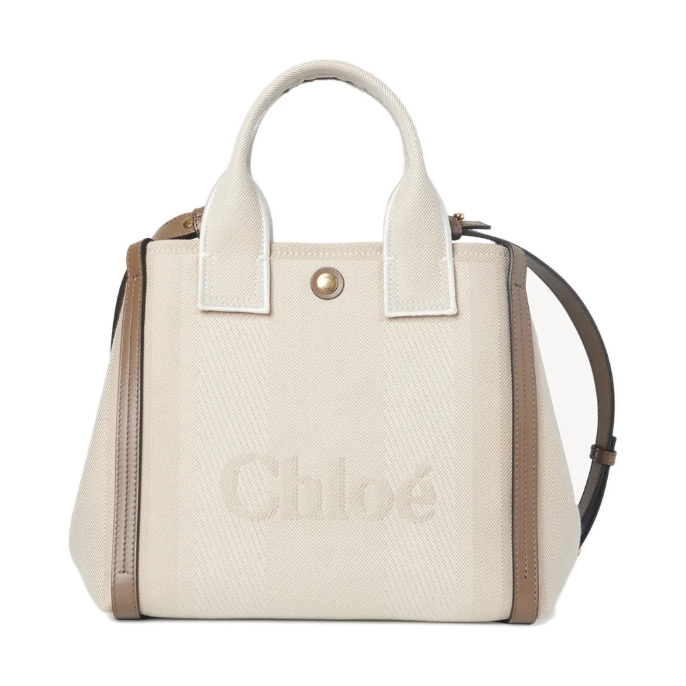 Chloé Beige Schoudertas met Drukknoopsluiting Beige Dames