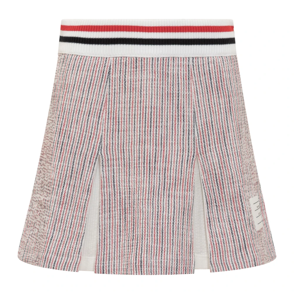 Thom Browne Women's Multicolor Short Skirts, S, Rwb Striped Tweed Pleated Skirt