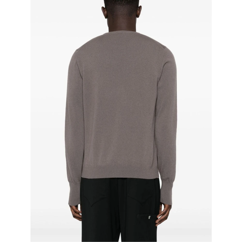 Drumohr Taupe Bruine Cashmere Crew Neck Sweater Brown Heren