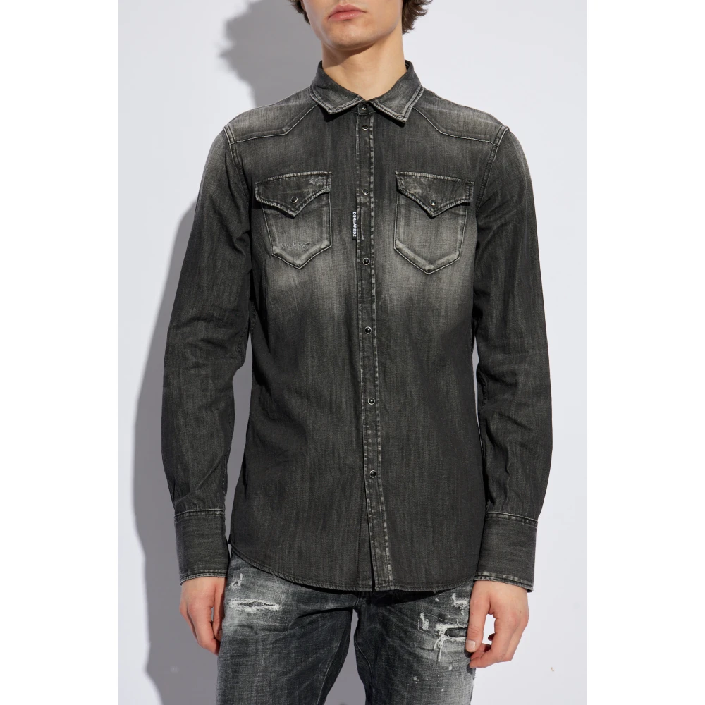 Dsquared2 Denim shirt met vintage effect Gray Heren