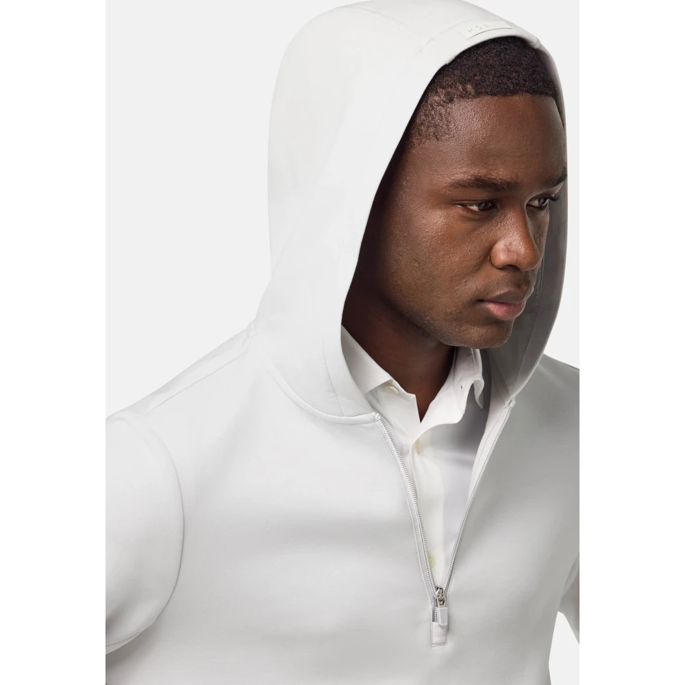 Boggi Milano Half-Zip Hoodie in Lightweight Scuba Gray Heren