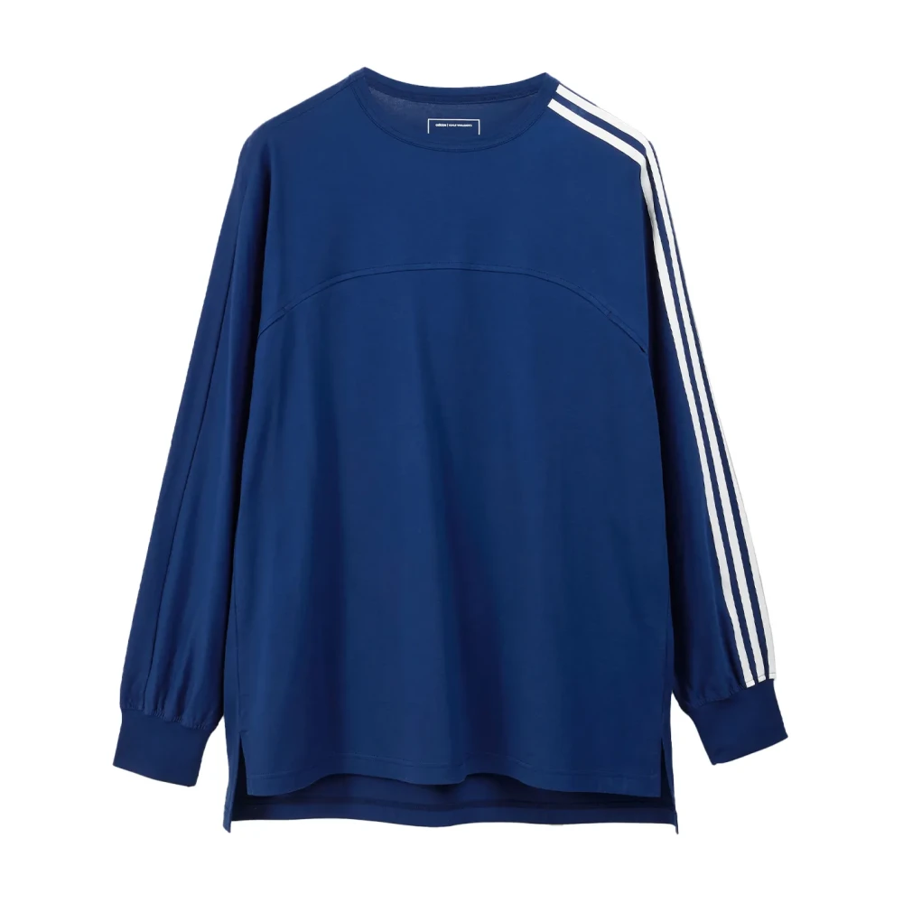 Adidas Blue Long Sleeve Training Tops, Male, Xl, 3-Stripes Ls Tee Deep