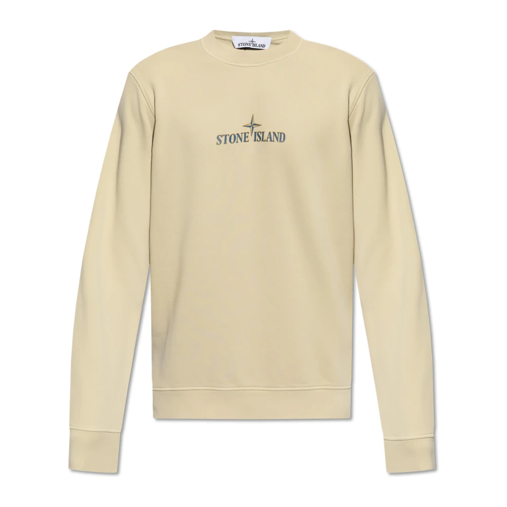 Stone Island Sweatshirt med logotyp Beige, Herr